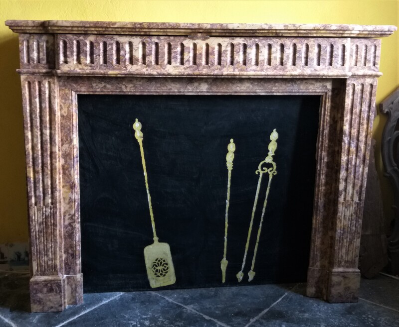 Antique Fireplace made out of Italian Brocatelle Marble