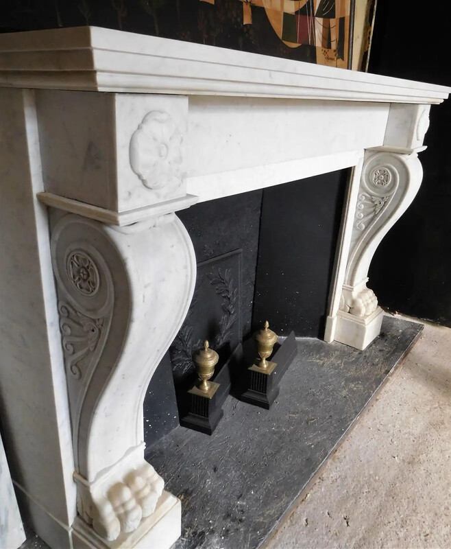 Empire chimneypiece Carrara marble ca.1870