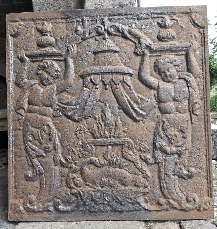 Fireback, cast iron, cultural depiction