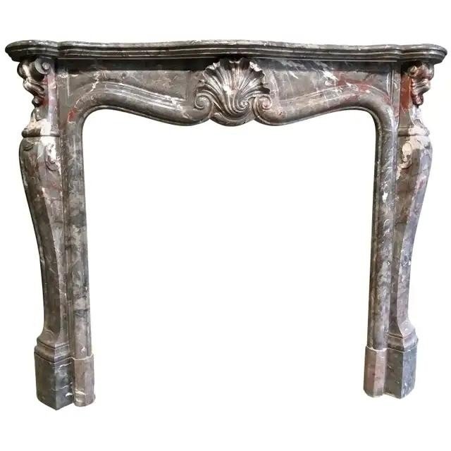 Louis XV-style fireplace, Bois Jourdan marble