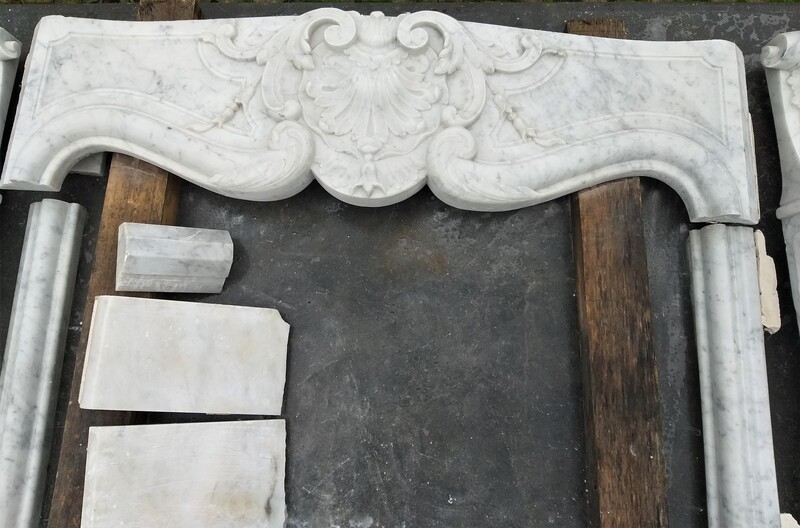 Louis XV style fireplace, Carrara marble