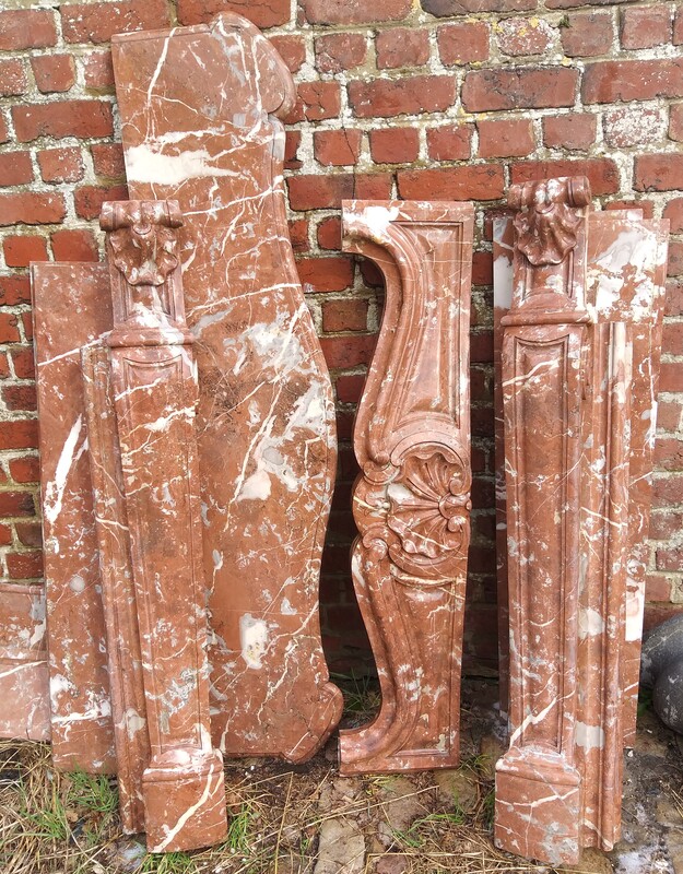 Louis XV style fireplace in soft brown-orange marble