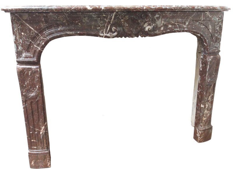 Louix XV cheminée en marbre Rouge Royal